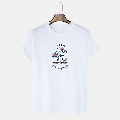 

Men's Unisex T shirt Hot Stamping Floral Graphic Prints Letter Plus Size Print Short Sleeve Daily Tops 100% Cotton Basic Casual White Black Blushing Pink