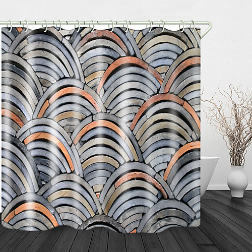 

Beautiful Tile wall Print Waterproof Fabric Shower Curtain for Bathroom Home Decor Covered Bathtub Curtains Liner Includes with Hooks