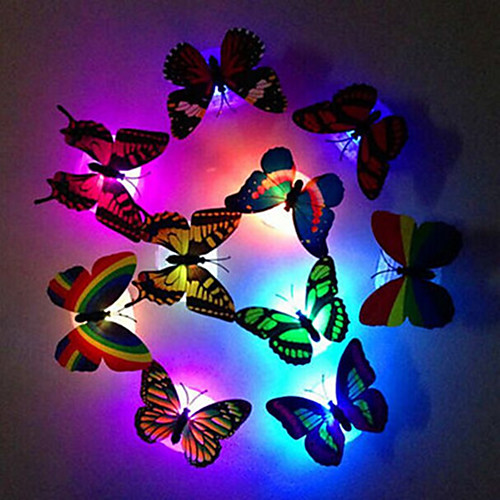 

6pcs Creative Luminous Butterfly Nightlight Changing LED Night Light Lamp wall stickers Decal Home Decor