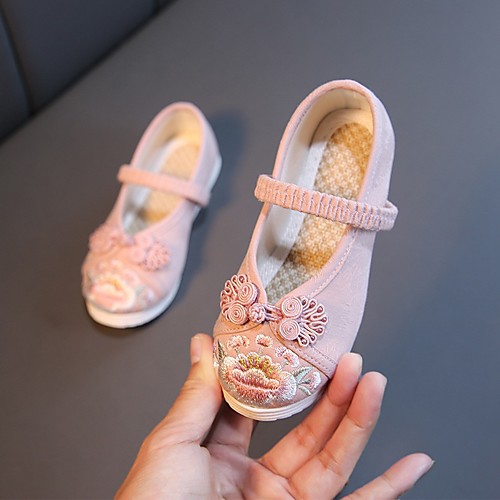 

Boys' Girls' Sneakers Comfort Flower Girl Shoes Knit Canvas Mary Jane Little Kids(4-7ys) Big Kids(7years ) Daily Home Cycling Shoes Walking Shoes Stitching Lace Flower White Fuchsia Pink Spring