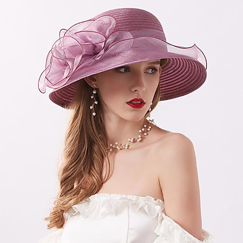 

Vintage Style Elegant Tulle / Straw Hats / Headwear / Straw Hats with Appliques / Ruching / Split Joint 1 Piece Casual / Holiday Headpiece