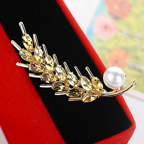 

Women's Cubic Zirconia Brooches Leaf Stylish Brooch Jewelry Gold For