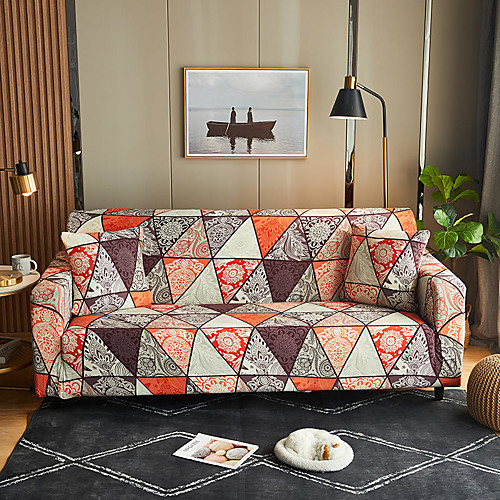 

The Geometric Print Dustproof Stretch Slipcovers Stretch Sofa Cover Super Soft Fabric Couch Cover Fit For 1 to 4 Cushion Couch and L Shape Sofa (You will Get 1 Throw Pillow Case as free Gift)