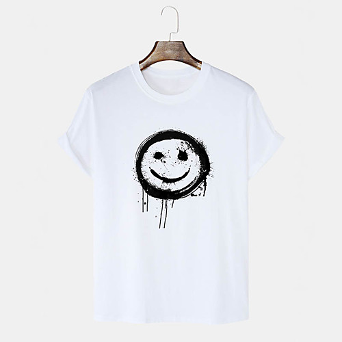 

Men's Unisex T shirt Hot Stamping Graphic Prints Smiley Face Plus Size Print Short Sleeve Daily Tops 100% Cotton Basic Casual White Black Blushing Pink