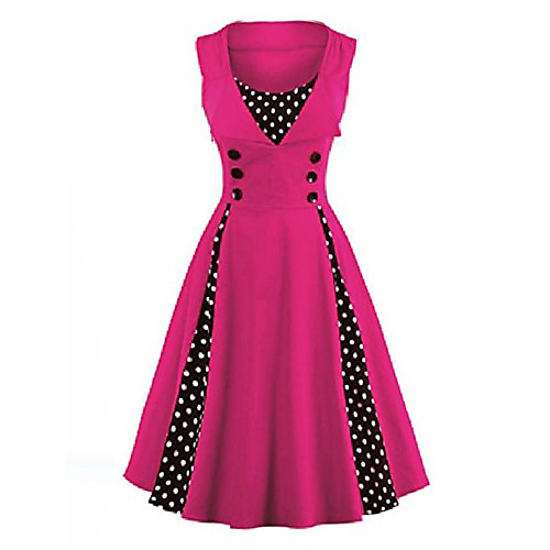 

women's plus size 50s vintage classic polka dot swing pinup rockabilly dress rosered 5x