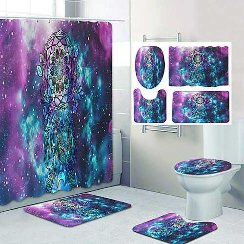 

Dream Catcher Pattern Printing Bathroom Shower Curtain Leisure Toilet Four-Piece Design
