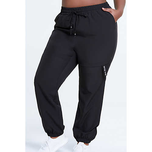 

Women's Plus Size Solid Color Sporty Yoga Ankle-Length Leggings Black