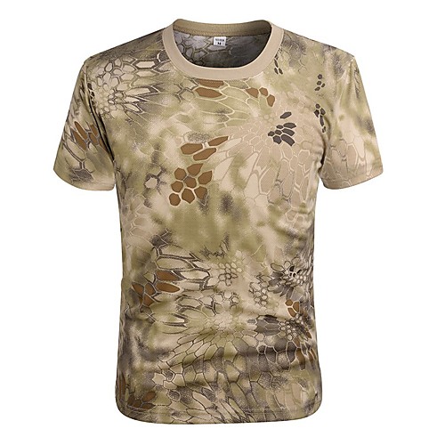 

Men's Hunting T-shirt Short Sleeve Outdoor Summer Quick Dry Breathability Wearable Soft Camo / Camouflage Cotton Black Grey Green Camouflage Gray