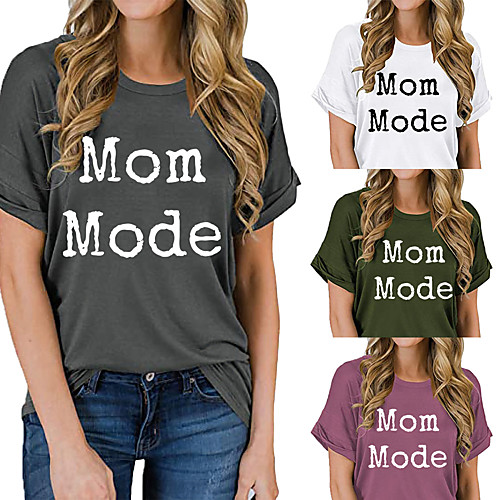 

Women's Tee / T-shirt Pure Color Crew Neck Letter Printed Sport Athleisure T Shirt Top Short Sleeves Breathable Soft Comfortable Everyday Use Street Casual Daily Outdoor
