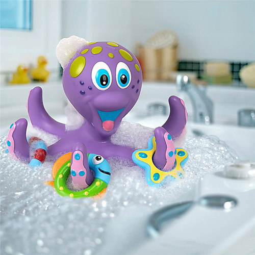 

Floating Octopus with Hoopla Rings Bath Toy Bathtub Pool Toys Water Pool Bathtub Toy Octopus Plastic Interactive Bathtime Bathroom for Toddlers, Bathtime Gift for Kids & Infants / Kid's