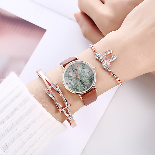 

Women's Quartz Watches Analog Quartz Stylish Minimalist Creative Large Dial / PU Leather