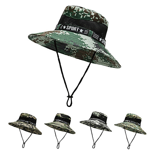 

Men's Hats Fishing Hat Portable Ultraviolet Resistant Breathability Comfortable Camo Spring & Summer Terylene Hunting Fishing Camping / Hiking / Caving Everyday Use Army Green Camouflage Grey Khaki
