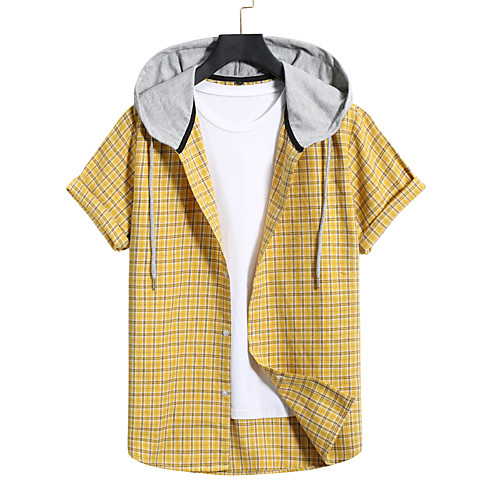 

Men's Sweatshirt Shirt non-printing Color Block Plain Patchwork Short Sleeve Casual Tops Yellow