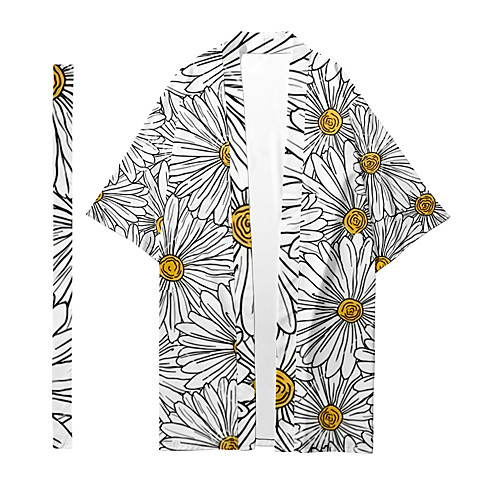 

Men's Shirt 3D Print Floral Daisy 3D Print Long Sleeve Casual Tops Casual Fashion Breathable Comfortable Gray