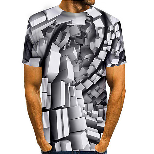 

Men's T shirt 3D Print Graphic 3D 3D Print Short Sleeve Daily Tops Basic Casual Black / White