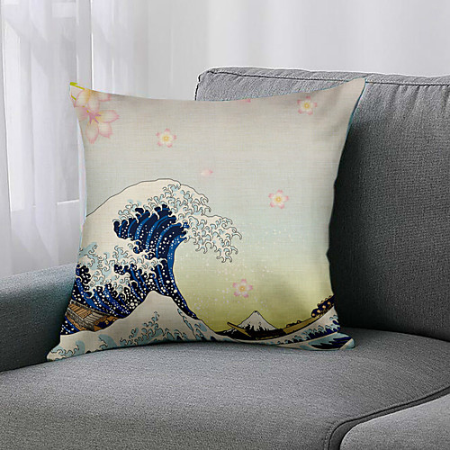 

1 Pc Wave Style Cushion Cover Double Side Print 45x76cm Linen for Sofa Bedroom