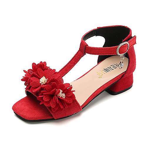 

Girls' Sandals Flower Girl Shoes Princess Shoes School Shoes Rubber PU Little Kids(4-7ys) Big Kids(7years ) Daily Party & Evening Walking Shoes Bowknot Buckle Black Red Pink Fall Spring