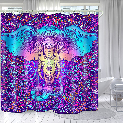 

Colored Ivory Elephant Digital Printing Shower Curtain Shower Curtains Hooks Modern Polyester New Design