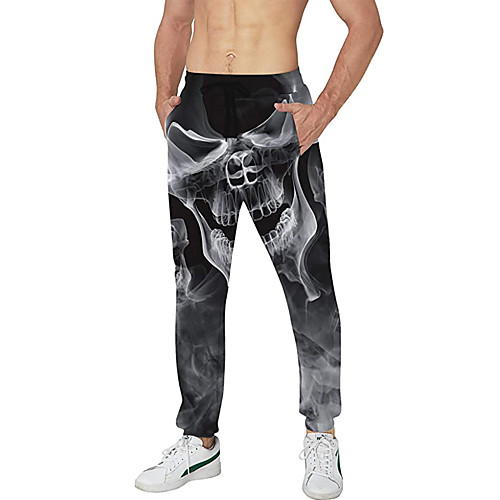 

Men's Casual Athleisure Daily Sports Jogger Pants Sweatpants Pants Skull Full Length Drawstring Pocket 3D Print Black Blue Grey
