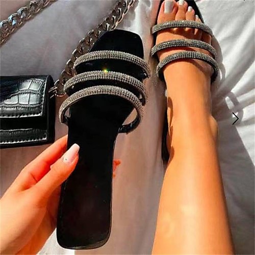 

Women's Sandals Boho Bohemia Beach Flat Heel Round Toe PU Color Block Black Gold Silver