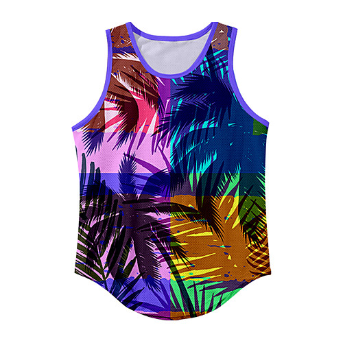 

Men's Vest T shirt 3D Print Graphic Prints Tree 3D Print Sleeveless Daily Tops Basic Casual Rainbow