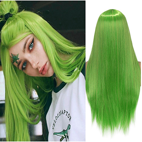 

Synthetic Wig Natural Straight Middle Part Wig Medium Length A15 A16 A17 A18 A19 Synthetic Hair Women's Cosplay Party Fashion Green