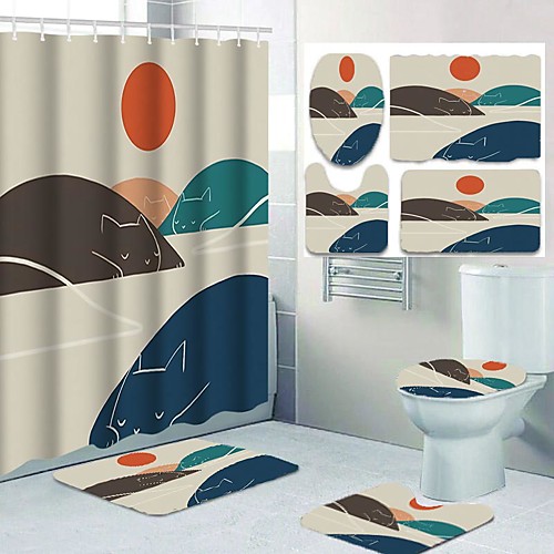 

Bathroom Shower Curtains & Hooks Casual Polyester Waterproof