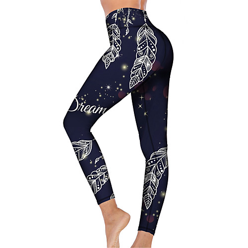 

21Grams Women's High Waist Yoga Pants Cropped Leggings Tummy Control Butt Lift Breathable Dark Navy Fitness Gym Workout Running Winter Sports Activewear High Elasticity