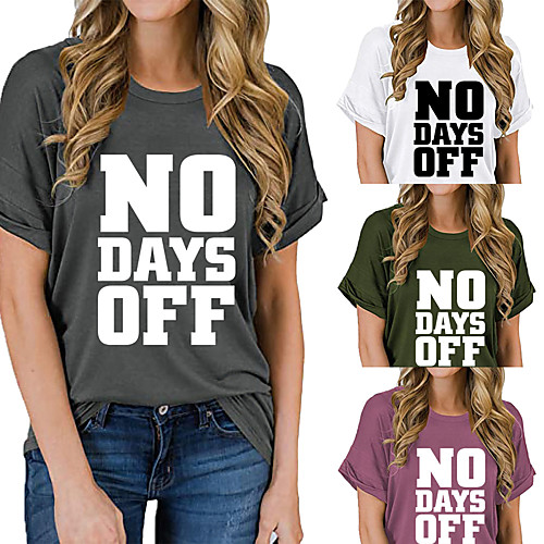 

Women's Tee / T-shirt Pure Color Crew Neck Letter Printed Sport Athleisure T Shirt Top Short Sleeves Breathable Soft Comfortable Everyday Use Street Casual Daily Outdoor