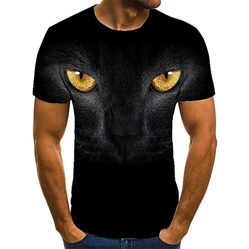

Men's T shirt 3D Print Animal 3D Print Print Short Sleeve Casual Tops Casual Fashion Black
