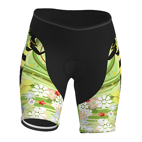 

21Grams Women's Cycling Shorts Spandex Bike Padded Shorts / Chamois Breathable Sports Floral Botanical Green Mountain Bike MTB Road Bike Cycling Clothing Apparel Bike Wear / Stretchy / Athleisure
