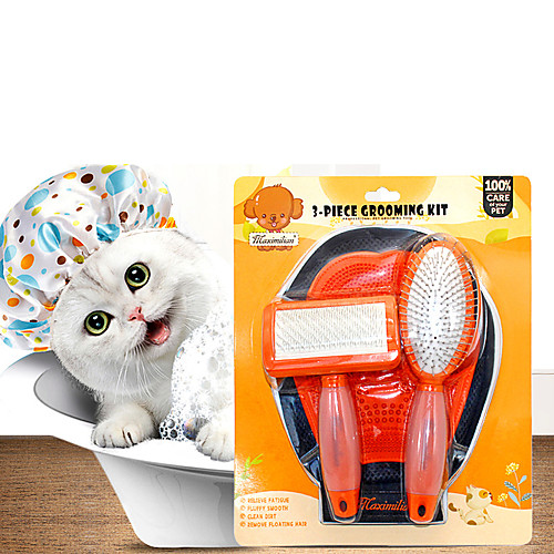 

Dog Cat Grooming Cleaning Pet Grooming Brush Plastic Comb Dog Clean Supply Pet Hair Remover Easy to Use Removing Matted Tangled Self Cleaning Pet Grooming Supplies Blue Orange