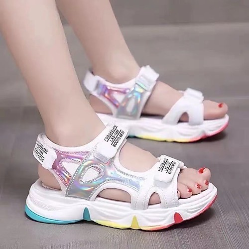 

Girls' Sandals Flower Girl Shoes Princess Shoes School Shoes Rubber PU Little Kids(4-7ys) Big Kids(7years ) Daily Party & Evening Walking Shoes White Black Pink Spring Summer / Color Block