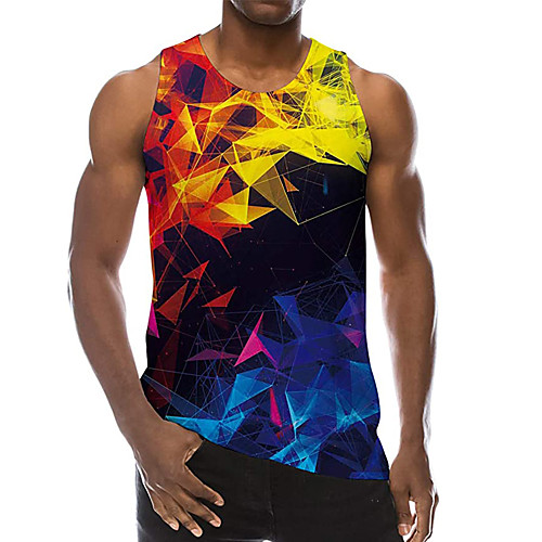 

Men's Tank Top Undershirt 3D Print 3D 3D Print Sleeveless Daily Tops Casual Beach A B