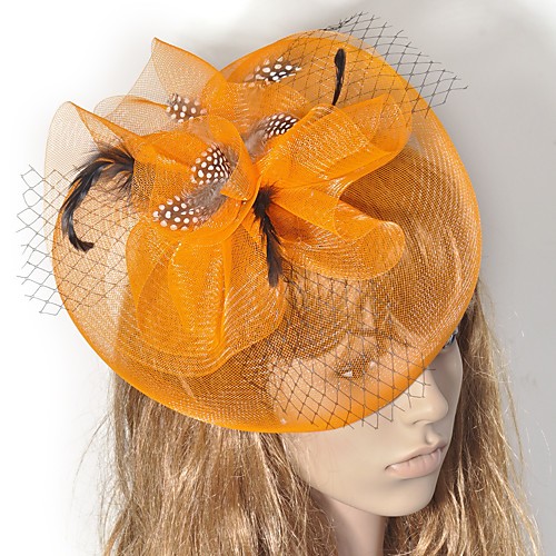 

Vintage Style Classic Tulle / Feather Fascinators with Feather / Wave-like 1 Piece Special Occasion / Party / Evening Headpiece