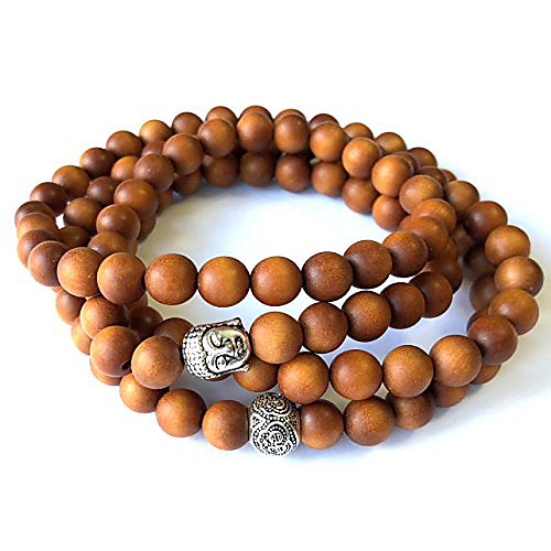 

- Mens Womens 108 Bead Sandalwood 8mm Mala Bracelet - Yoga Meditation Beads - Buddha Prayer Beads