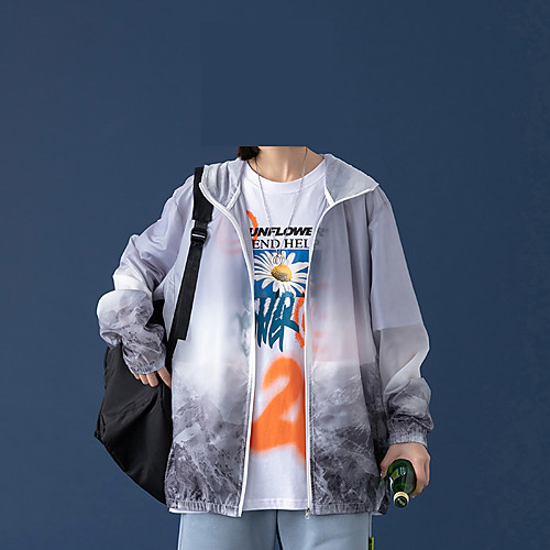 

Women's Cycling Jersey Hiking Skin Jacket Hiking Windbreaker Outdoor Lightweight UV Sun Protection Breathable Quick Dry Jacket Hoodie Top Full Length Visible Zipper Climbing Beach Traveling Blue Grey