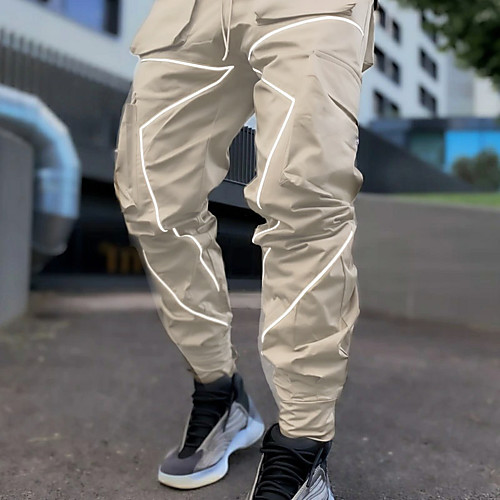 

Men's Joggers Jogger Pants Athleisure Bottoms Drawstring Pocket Reflective Strip Cotton Winter Fitness Gym Workout Running Training Breathable Quick Dry Soft Normal Sport Stripes White Black Army