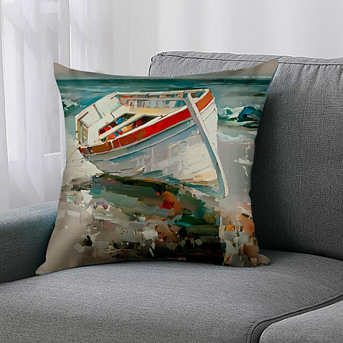 

Double Side 1 Pc Geometric Cushion Cover Print 45x45cm Linen for Sofa Bedroom