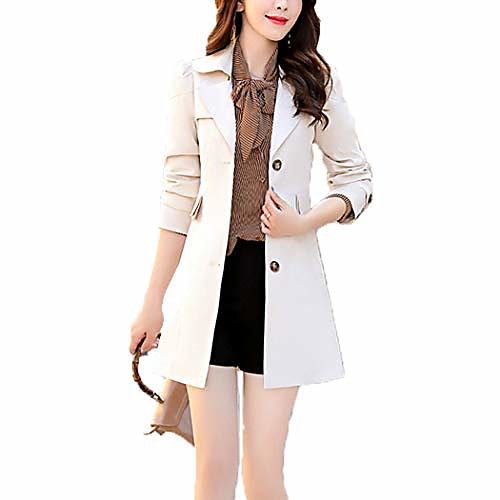 

raylans women's lapel single breasted trench coat spring jacket outwear beige