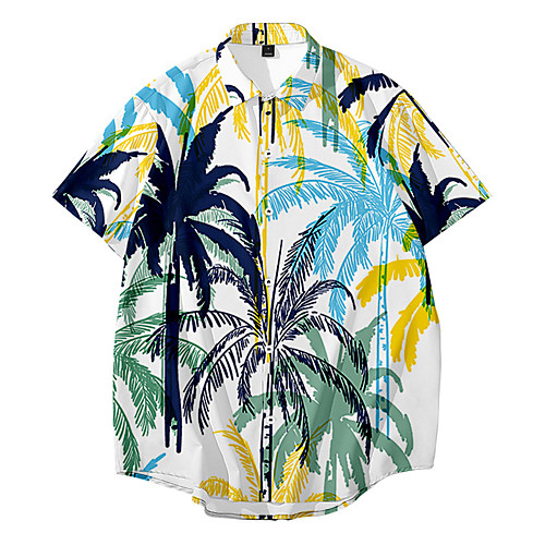 

Men's Shirt 3D Print Graphic 3D Button-Down 3D Print Short Sleeve Casual Tops Casual Hawaiian Rainbow