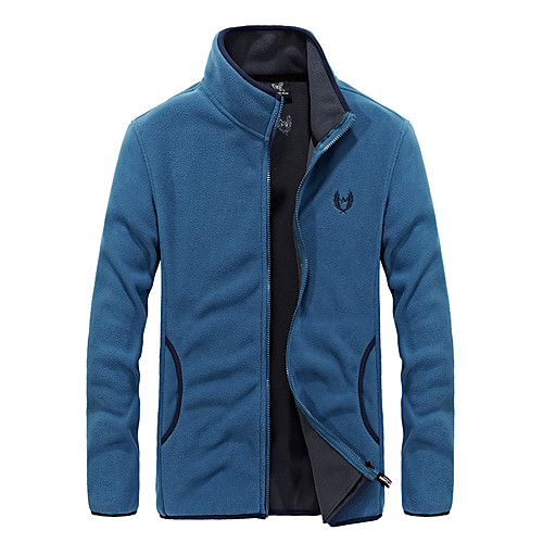 

Men's Hiking Jacket Hiking Fleece Jacket Winter Outdoor Solid Color Thermal Warm Lightweight Windproof Breathable Winter Fleece Jacket Top Hunting Fishing Climbing Black Red Blue Dark Blue