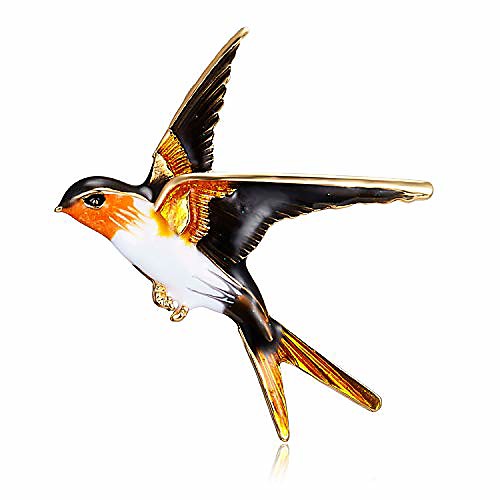 

fashion swallow necklace swallow prooches oil painting animal pins for women girls (brown bird)