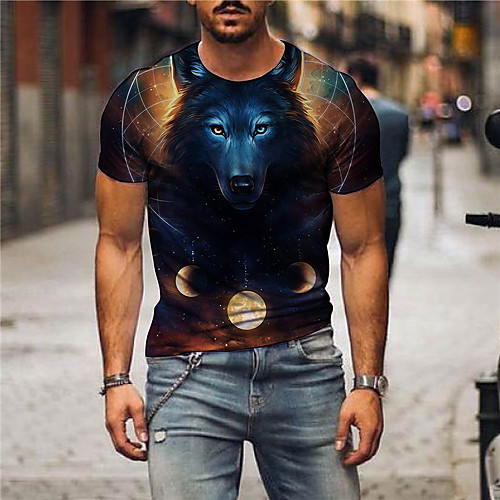 

Men's Tees T shirt 3D Print Graphic Prints Animal Print Short Sleeve Daily Tops Casual Designer Big and Tall Black