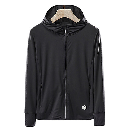 

Men's Long Sleeve Windbreaker Running Skin Jacket Full Zip Coat Top Athletic Athleisure Reflective UV Sun Protection Breathable Fitness Gym Workout Running Jogging Sportswear Solid Colored Plus Size