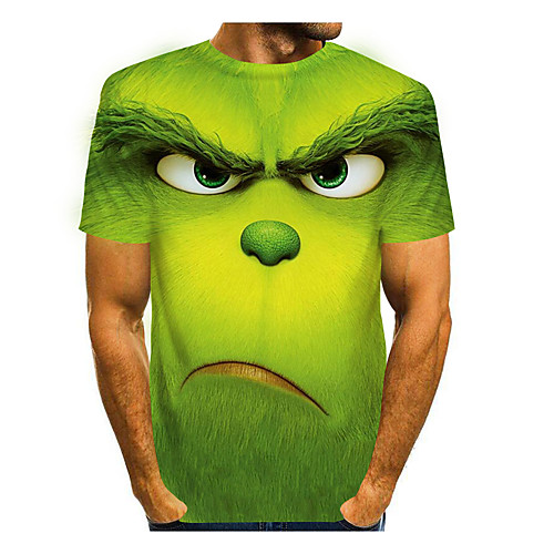 

Men's Tee T shirt 3D Print Graphic Prints Animal Short Sleeve Casual Tops Cartoon Big and Tall Round Neck Purple Green Light Green