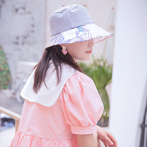 

Women's Fisherman Hat 1 PCS Outdoor Portable Sunscreen Breathable Soft Hat Floral / Botanical Polyester / Cotton Blend Purple Red Pink for Fishing Climbing Beach