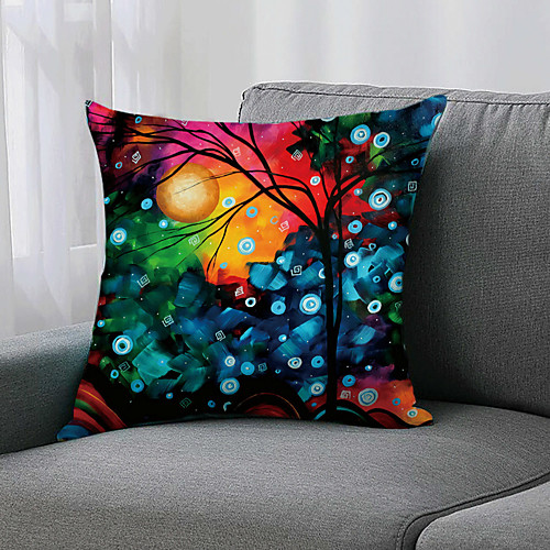

Double Side 1 Pc Botanical Cushion Cover Print 45x45cm Linen for Sofa Bedroom