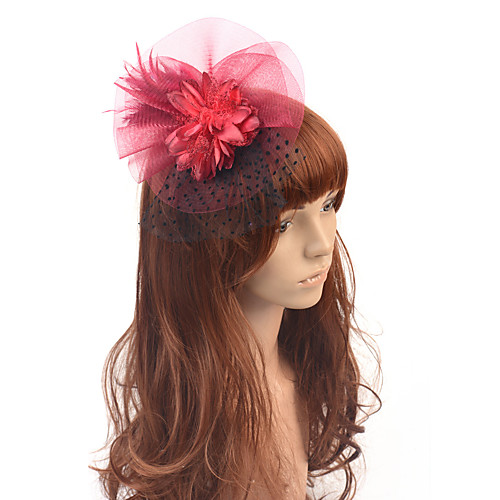 

Flower Elegant Tulle Fascinators with Feather / Polka Dot 1 Piece Special Occasion / Party / Evening Headpiece