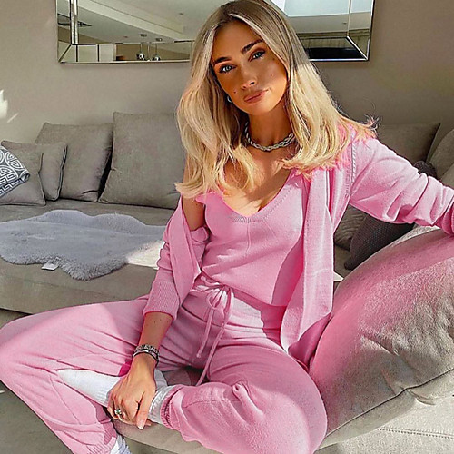 

Women's Stylish Streetwear Comfort Leisure Sports Weekend Sweatpants Pants Solid Colored Full Length Drawstring White Blue Yellow Blushing Pink